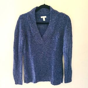 CHARTER CLUB long sleeves blue V-neck sweater